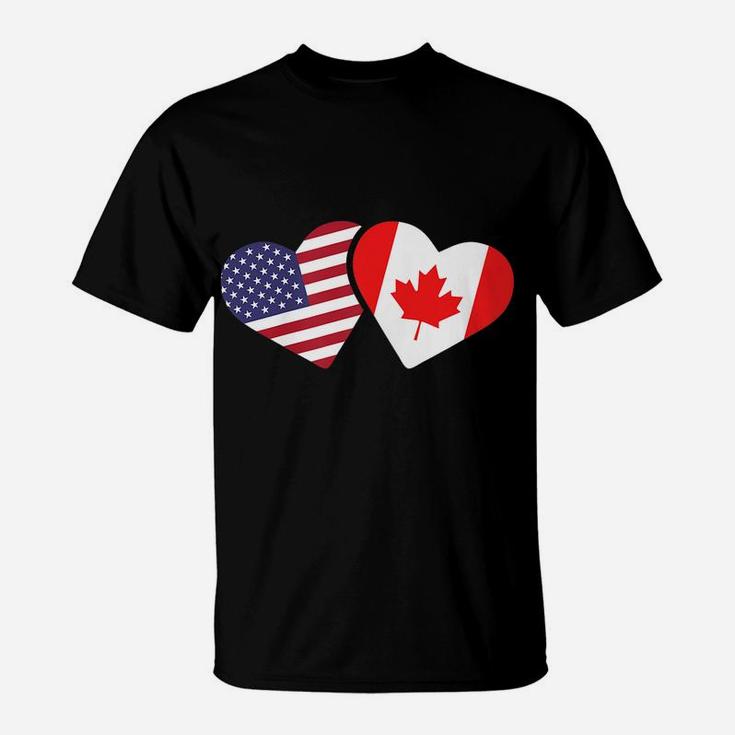 Canada Usa Flag T Shirt Heart Canadian Americans Love Cute T-Shirt