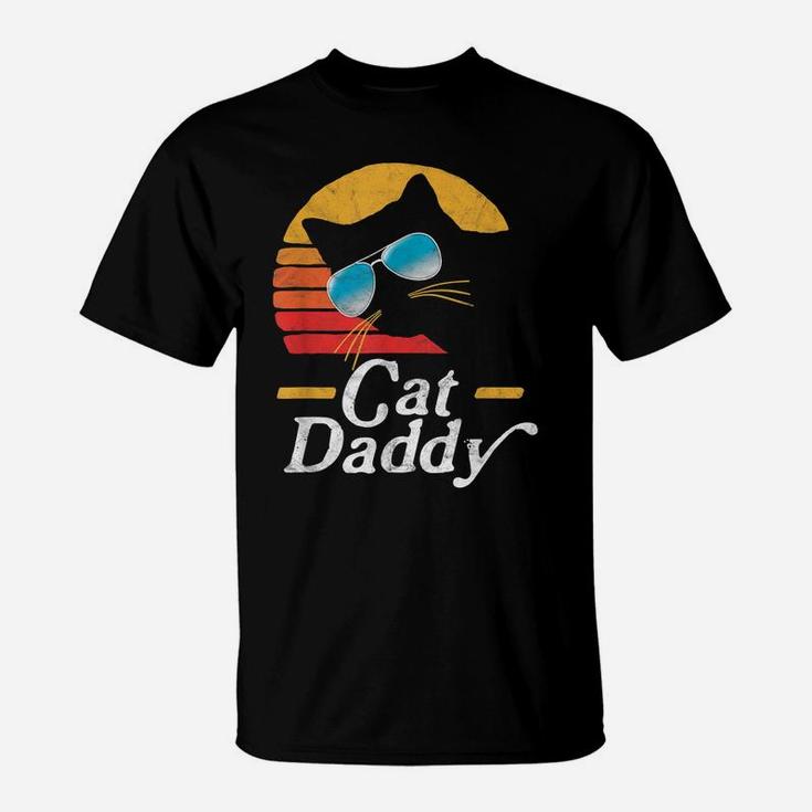Cat Daddy Vintage 80S Style Cat Retro Sunglasses Distressed T-Shirt