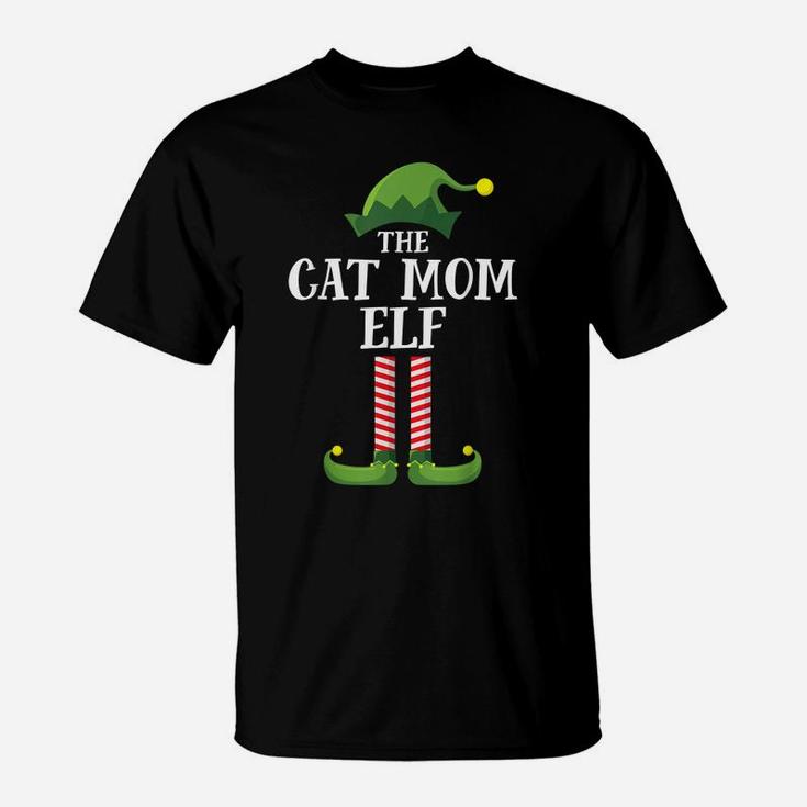 Cat Mom Elf Matching Family Group Christmas Party Pajama T-Shirt