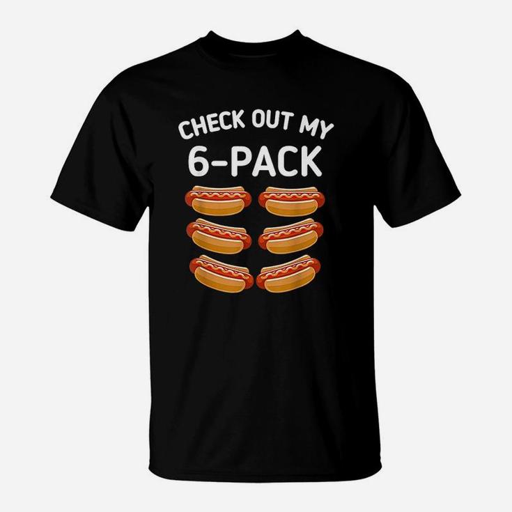 Check Out My 6 Pack Hot Dog Funny Gift Hot Dogs Lovers Gym T-Shirt