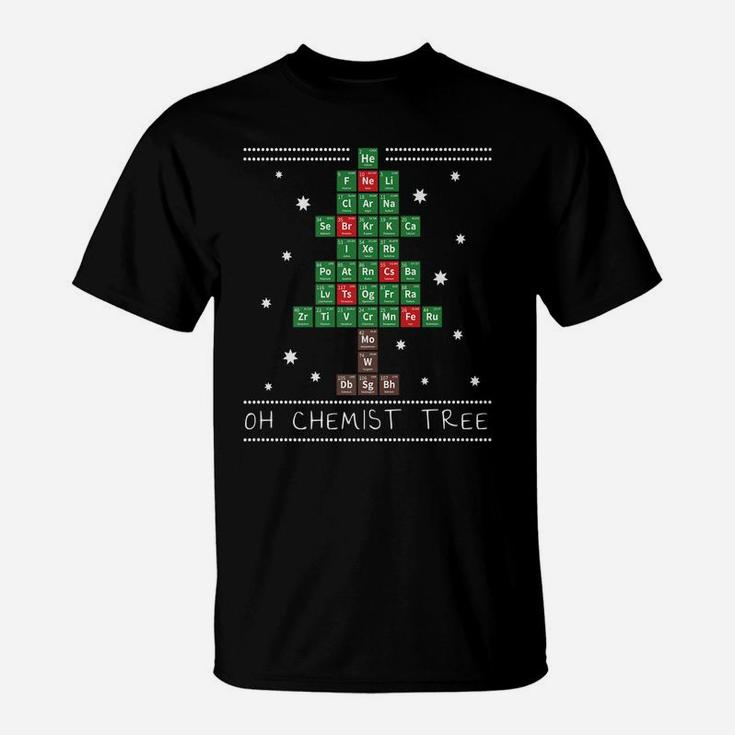Christmas Chemistry Science Periodic Table Chemist Tree T-Shirt