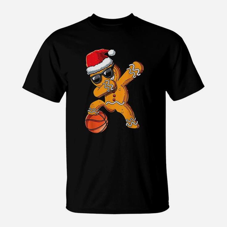 Christmas Dabbing Gingerbread Man Dab Cool Basketball Gift T-Shirt