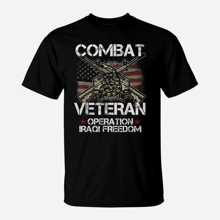 Combat Veteran Iraqi Freedom Military Usa American Flag Gift T-Shirt