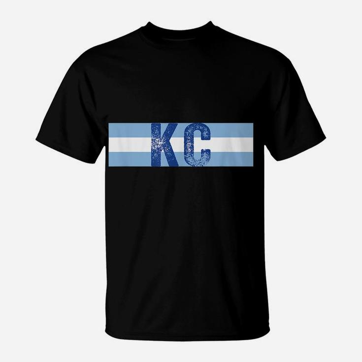 Cool Kc Royal Blue Kansas City Vintage Kc Baseball Stripes T-Shirt