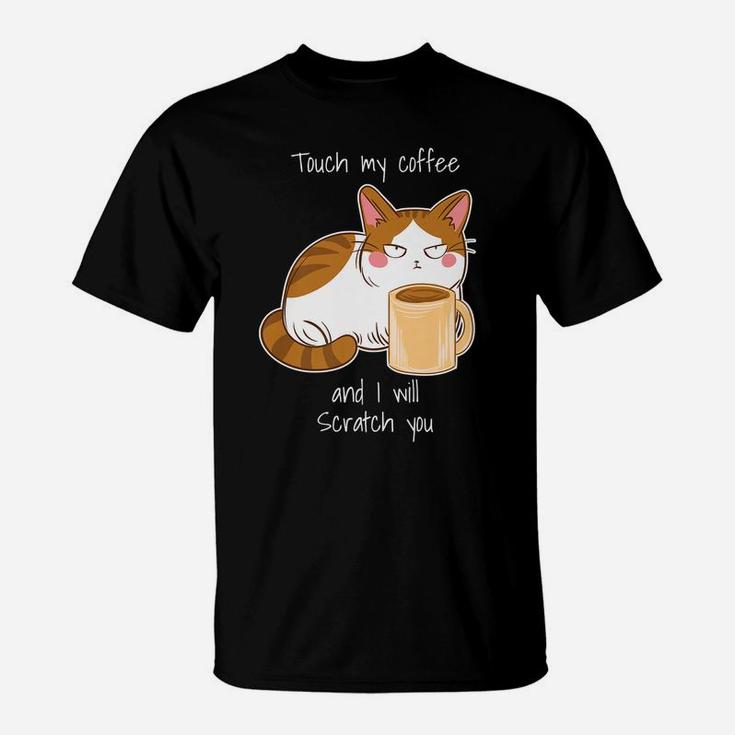 Cute Angry Cat Coffee Monday Caffeine T-Shirt