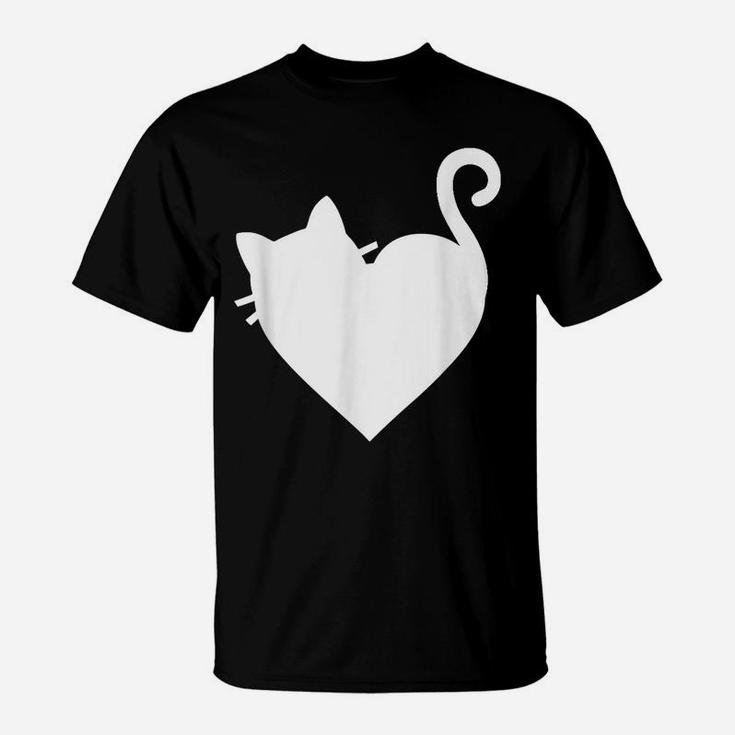 Cute Cat Heart  Mens & Womens 5 Colors - White T-Shirt