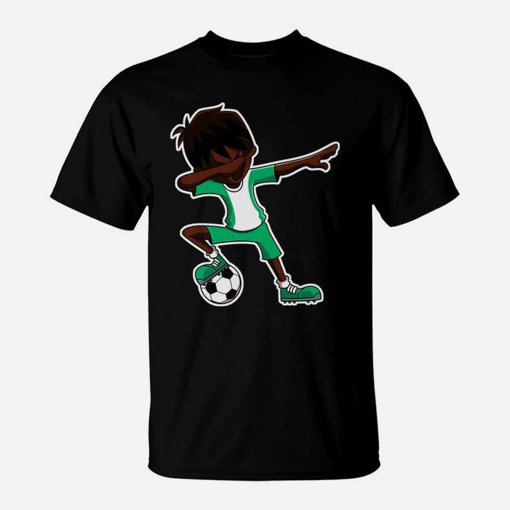 Dabbing Soccer Boy Nigeria Jersey, Nigerian Kids Dab Gifts T-Shirt