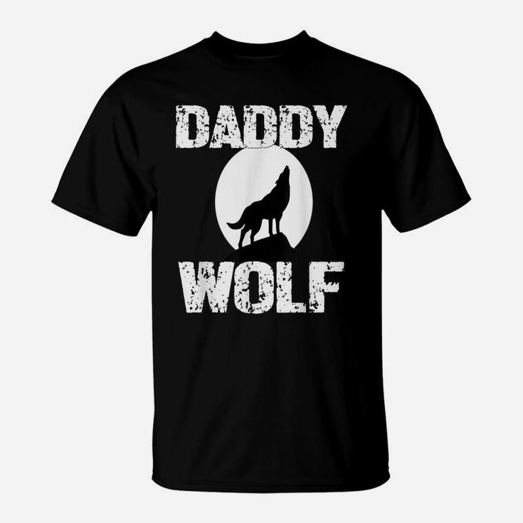 Daddy Wolf Shirt Matching Family Tribe Wolves Moon Dad T-Shirt