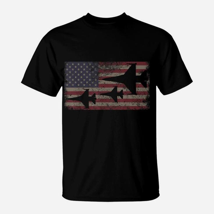 F16 Fighter Jet Plane Usa Flag Patriot Gift T-Shirt