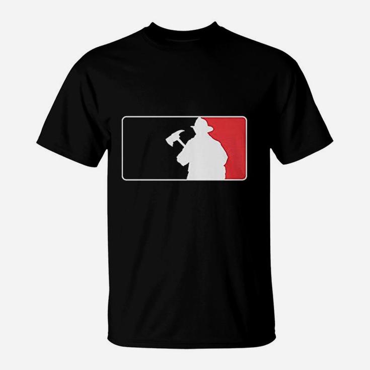 Firefighter Baseball Emblem Fire Fighter Flag T-Shirt