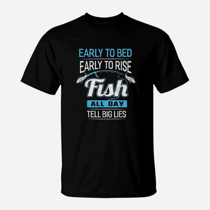 Fish All Day Tell Big Lies Funny Fishing T-Shirt