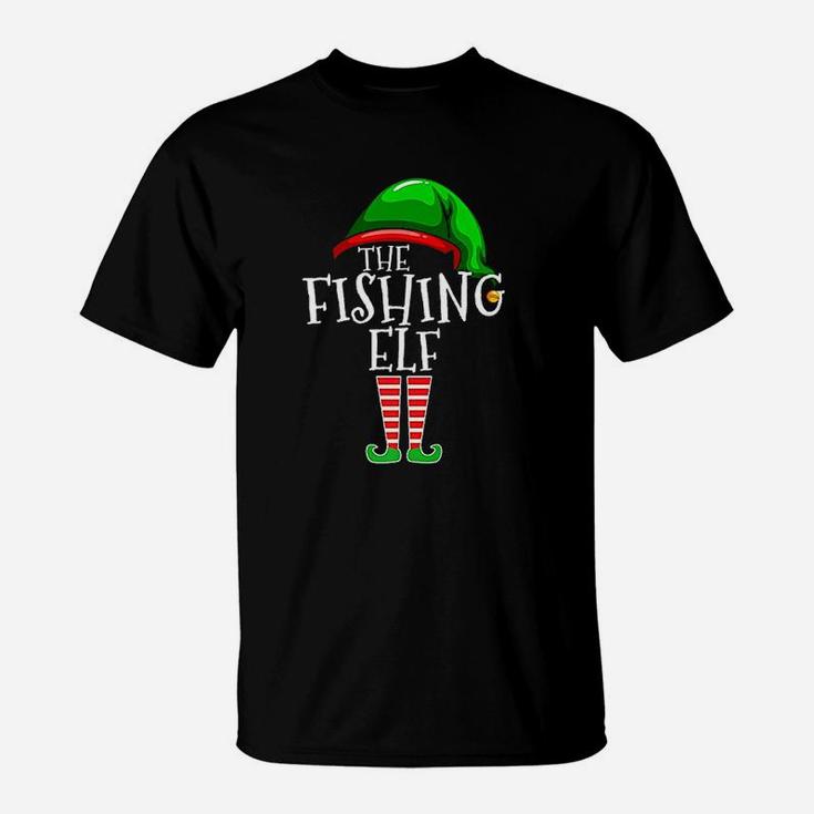 Fishing Elf Family Matching Group Christmas Gift Dad T-Shirt