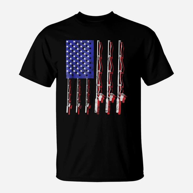 Fishing Flag Shirt Funny Patriotic Fathers Day 4th Of July T-Shirt