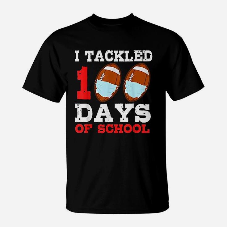 Football Funny 100 Days Of School Teacher Boy Gift T-Shirt
