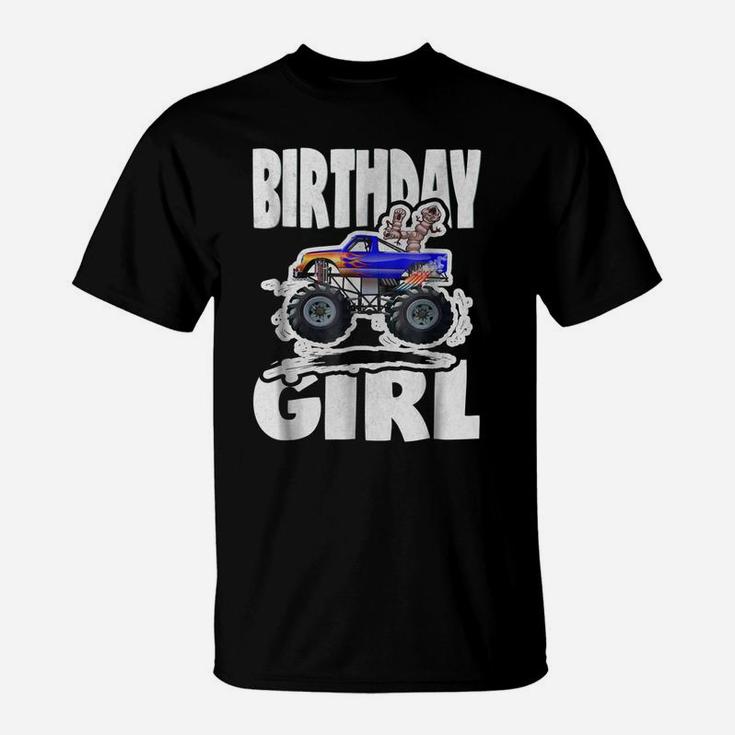 Fourth Birthday Girl Big Monster Truck & Creepy 4 T-Shirt