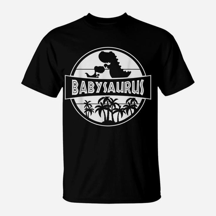 Fun Cute Babysaurus With Parent And Retro Vintage For Baby T-Shirt