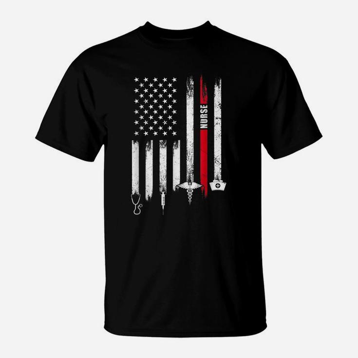 Funny American Flag Nurse Day Gift Idea T-Shirt