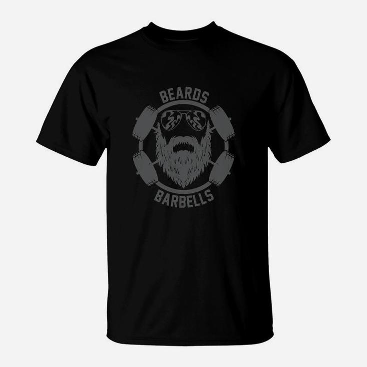 Funny Beard Barbells Gym T-shirt - Mens Premium T-shirt T-Shirt