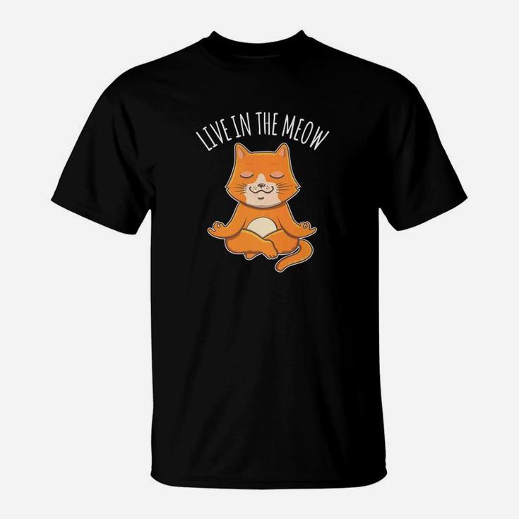 Funny Cat Yoga Feline Positive Thinking Mindfulness T-Shirt