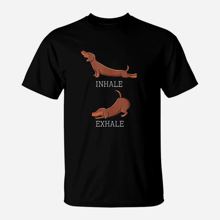 Funny Dachshund Weiner Dog Yoga Inhale Exhale Sausage T-Shirt