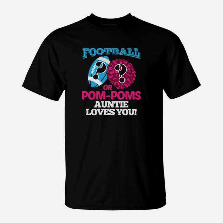 Gender Reveal For Auntie Football Cheerleader T-Shirt
