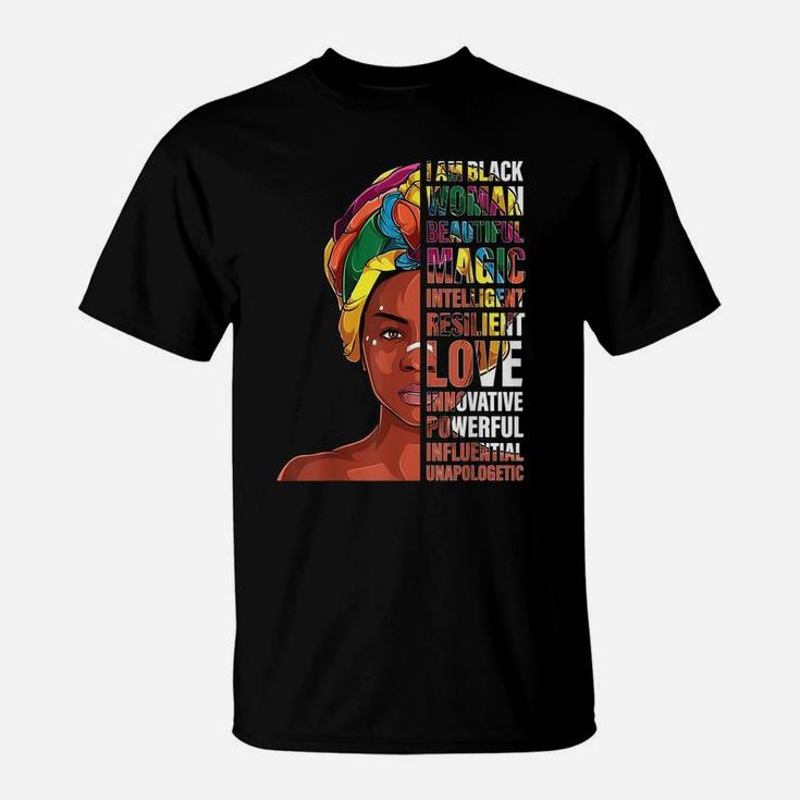 I Am Black Woman Afro African Woman - Black History Month T-Shirt