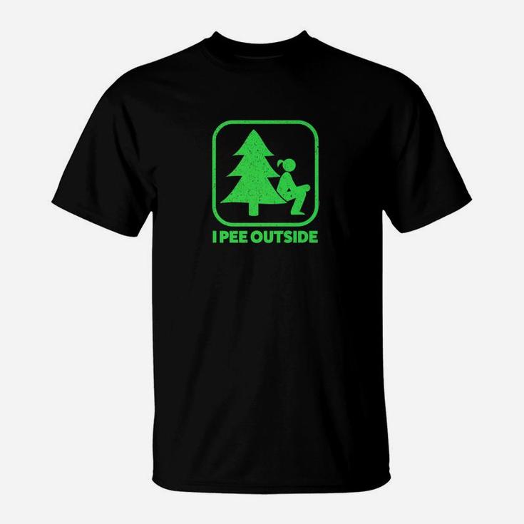 I Pee Outside Girl Sign Funny Camping Hiking Outdoor T-Shirt