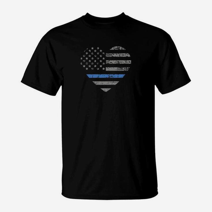 I Support The Thin Blue Line Heart Flag Sweatshirt T-Shirt