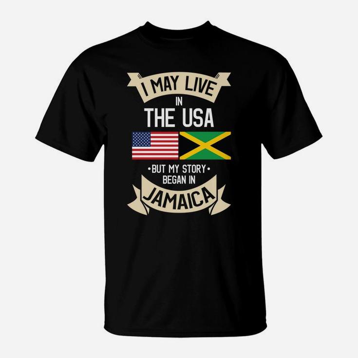 Jamaica American Flag Usa Jamaican Roots Gifts Sweatshirt T-Shirt