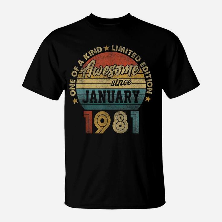 January 1981 Vintage 40 Years Old Retro 40Th Birthday Gift T-Shirt