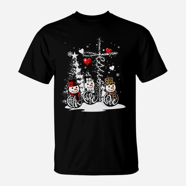 Jesus Christmas Season Faith Love Snowman Christian T-Shirt