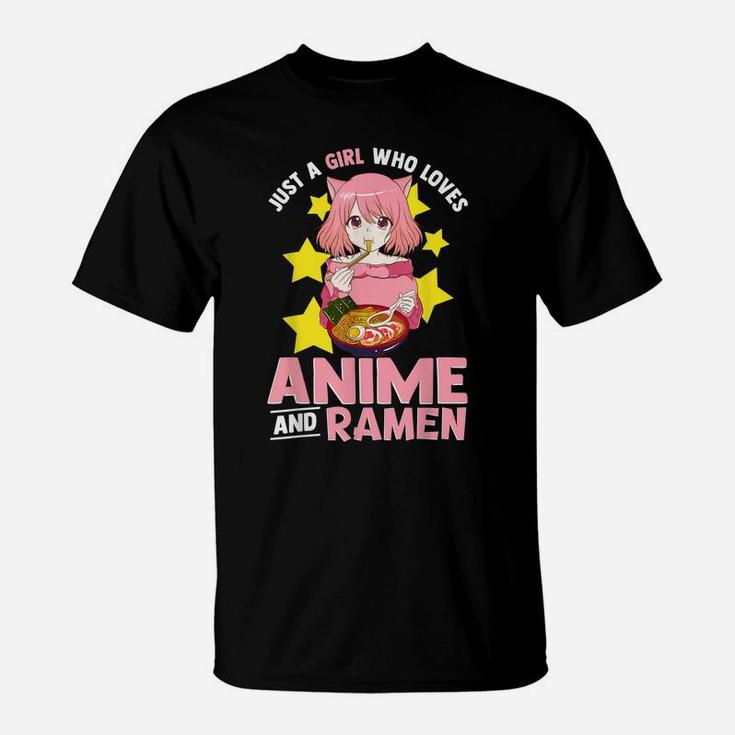 Just A Girl Who Loves Anime And Ramen Bowl Japanese Noodles T-Shirt