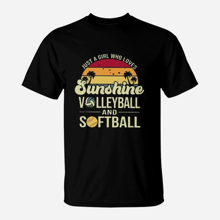 Just A Girl Who Loves Sunshine Volleyball And Softball T-Shirt