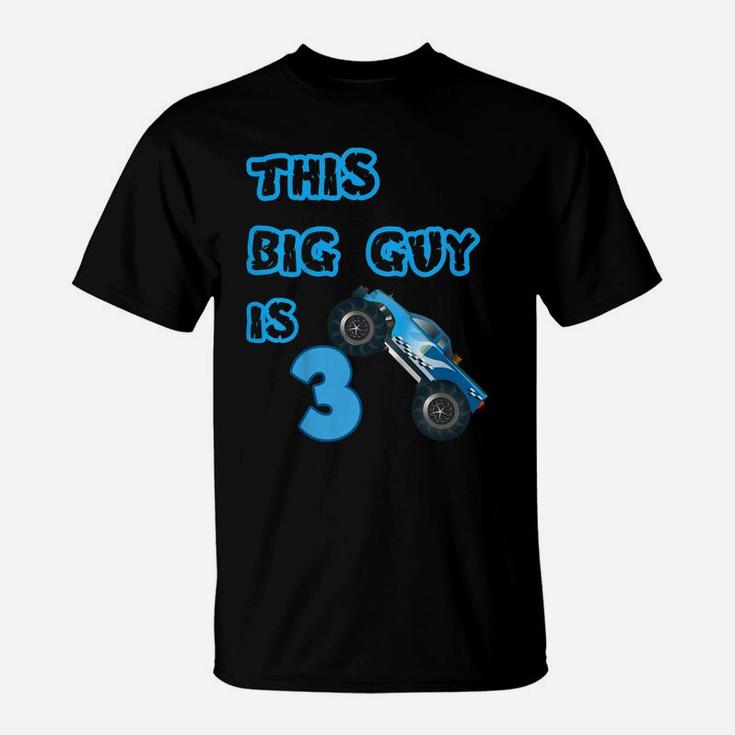 Kids 3Rd Birthday Boy Monster Truck Shirt 3 Year Old Boys Party T-Shirt