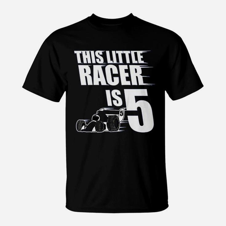 Kids 5th Birthday Boys Race Car Racing 5 Year Old T-Shirt