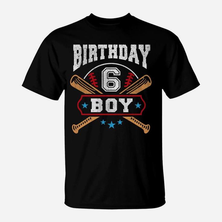 Kids 6 Years Old Boy 6th Birthday Baseball Gift T-Shirt