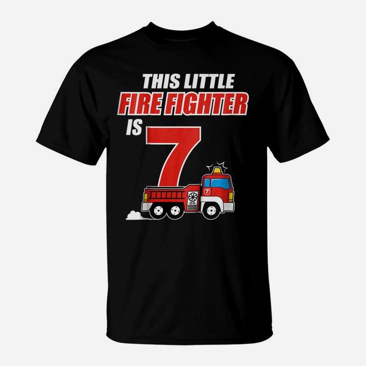 Kids 7Th Birthday Girls Firefighter  Fire Truck 7 Year Old T-Shirt