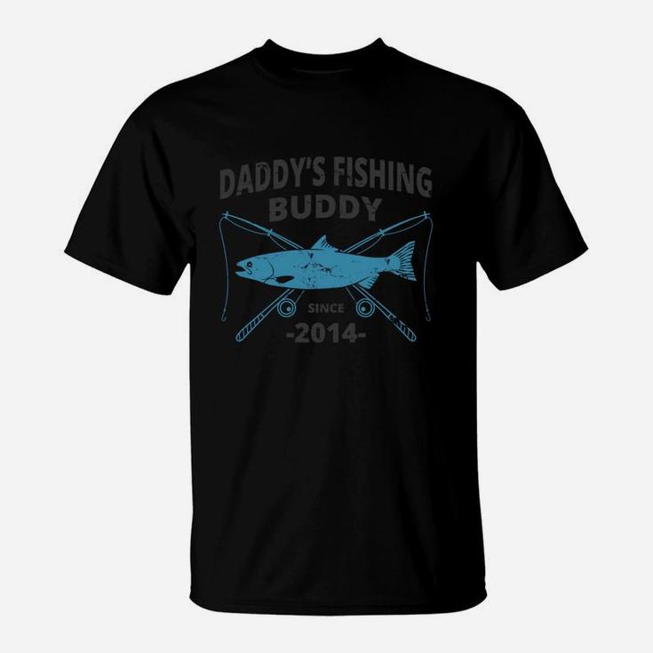 Kids Daddys Fishing Buddy Since 2014 4th Birthday Fishing Gift T-Shirt