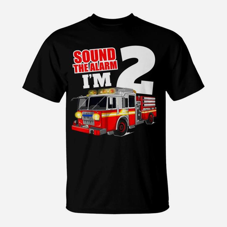 Kids Fire Truck 2Nd Birthday T Shirt 2 Boy Toddler Firefighter T-Shirt