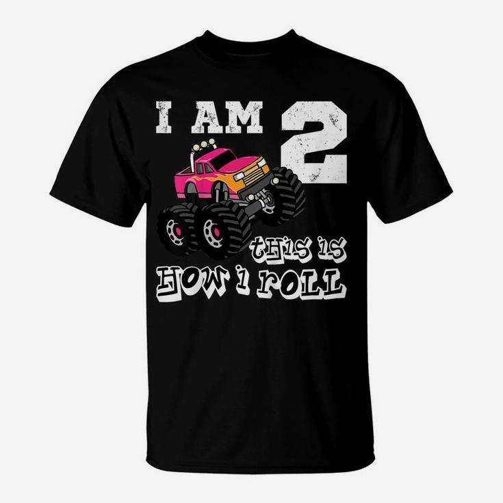 Kids Kids 2 Years Old 2Nd Birthday Monster Truck Car Shirt Girl T-Shirt
