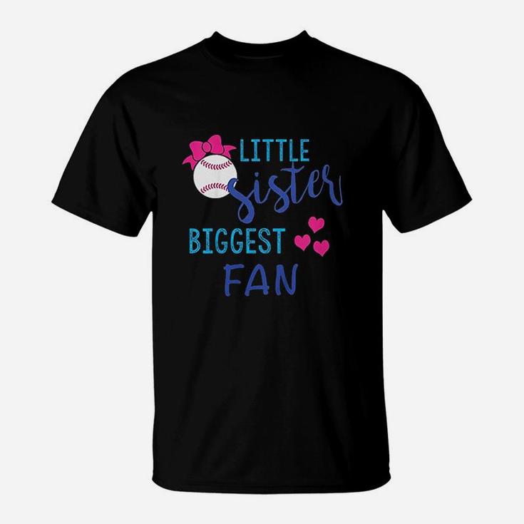 Kids Sweet Little Sister Biggest Fan Baseball T-Shirt