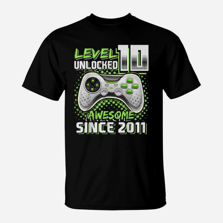 Level 10 Unlocked Awesome 2011 Video Game 10Th Birthday Gift T-Shirt