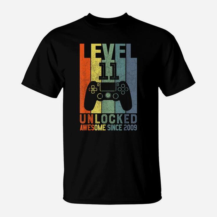 Level 11 Unlocked Awesome Since 2009 11 Birthday Gift T-Shirt
