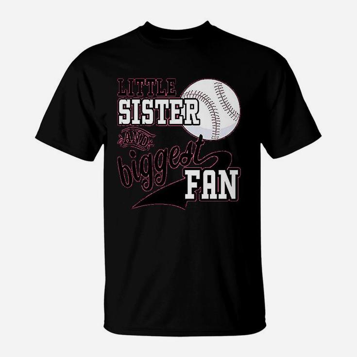 Little Sister And Biggest Fan Baseball Family Fan T-Shirt