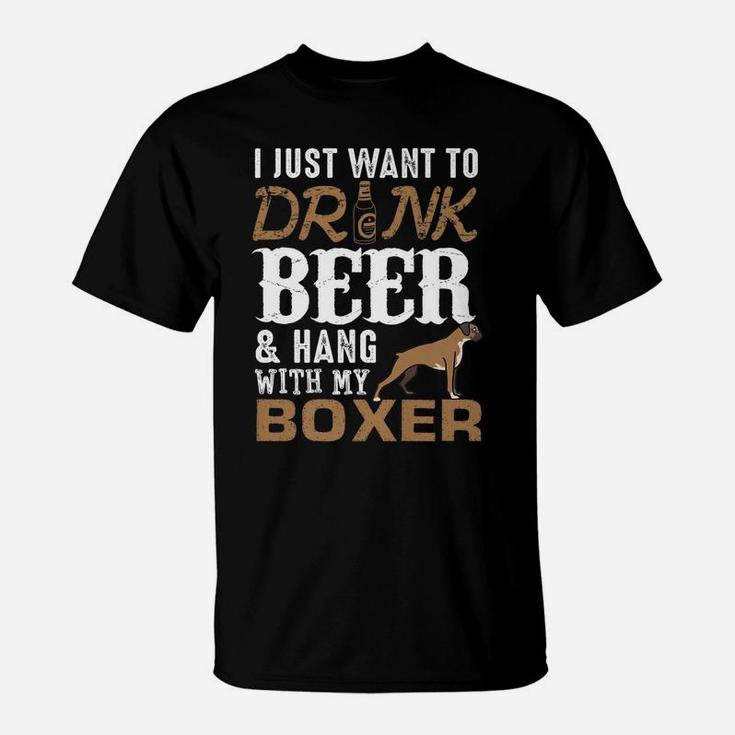 Mens Boxer Dad T Shirt Funny Father's Day Dog Lover Gift Beer Tee T-Shirt
