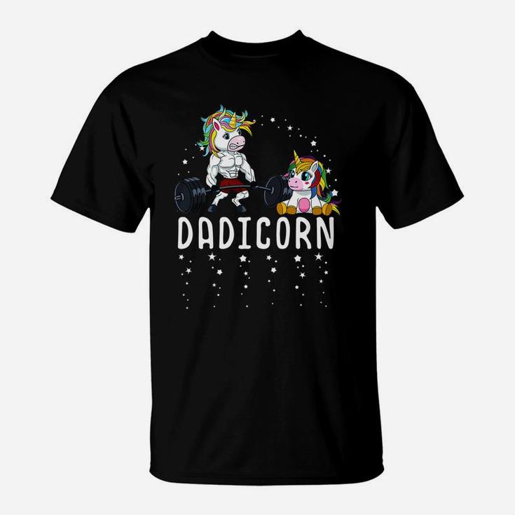 Mens Dadicorn Unicorn Dad Fitness Gym Weightlifting Birthday T-Shirt