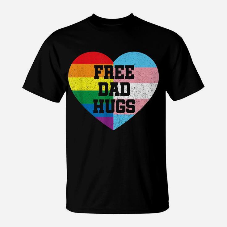 Mens Free Dad HugsShirts Pride Gift Lgbt Rainbow Flag Family T-Shirt