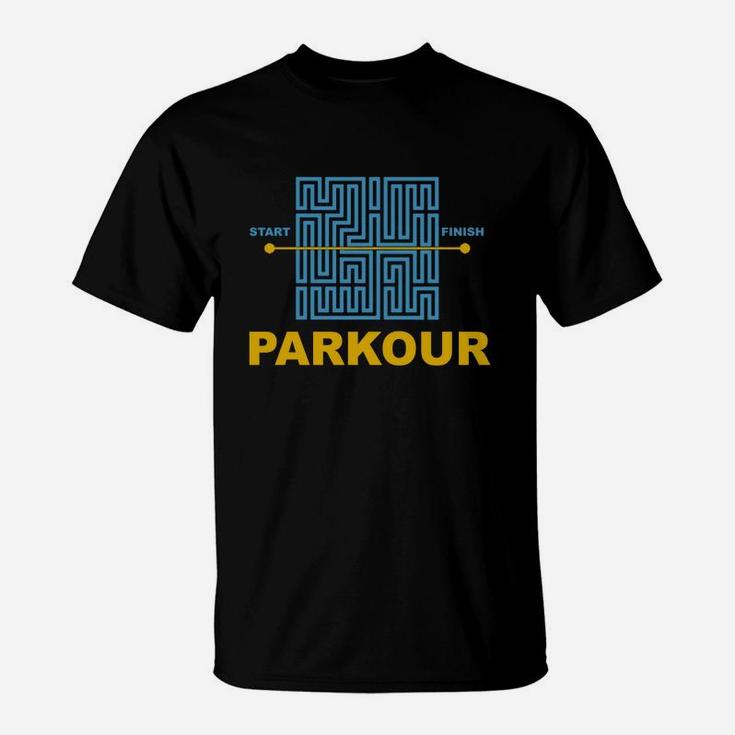 Mens Parkour Free Running Start Finish Tshirt Xl Black T-Shirt