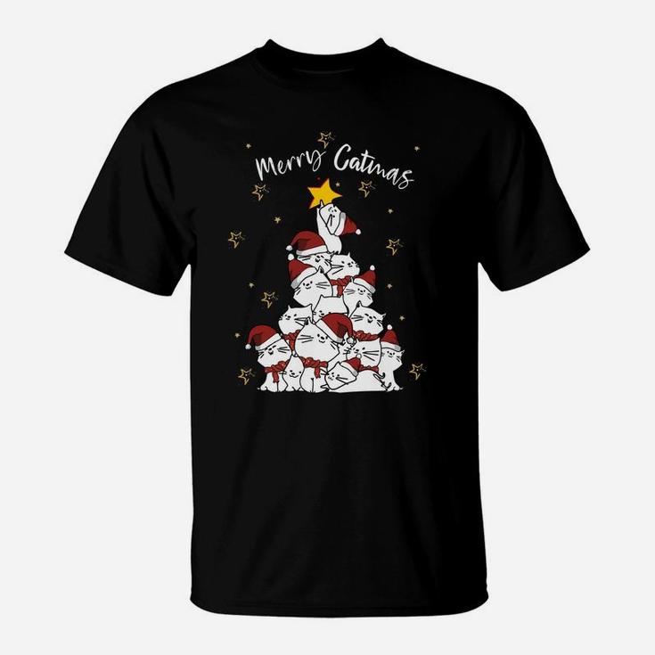Merry Catmas Funny Christmas Santa Cat Tree Gift For Cat Mom Sweatshirt T-Shirt