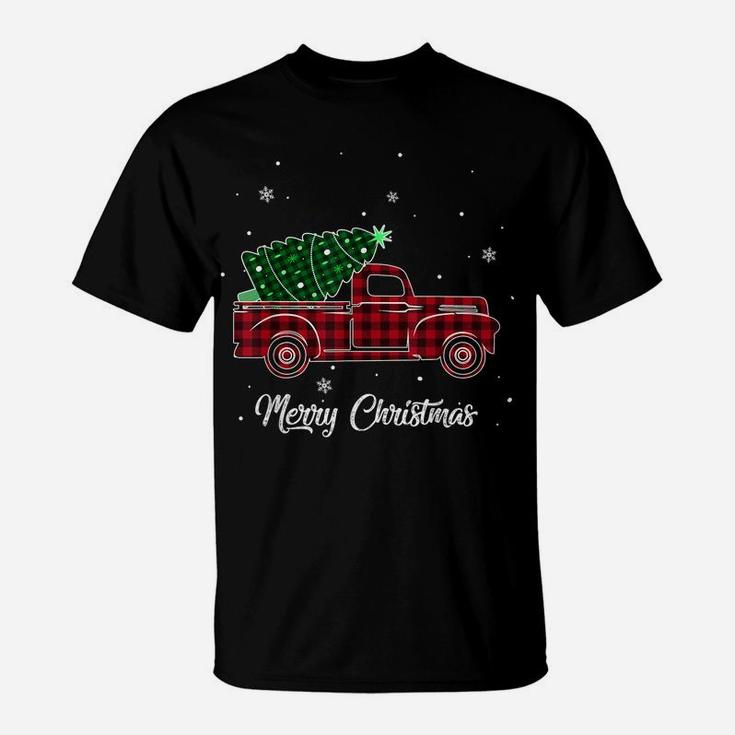 Merry Christmas Buffalo Truck Tree Red Plaid For Men Women T-Shirt